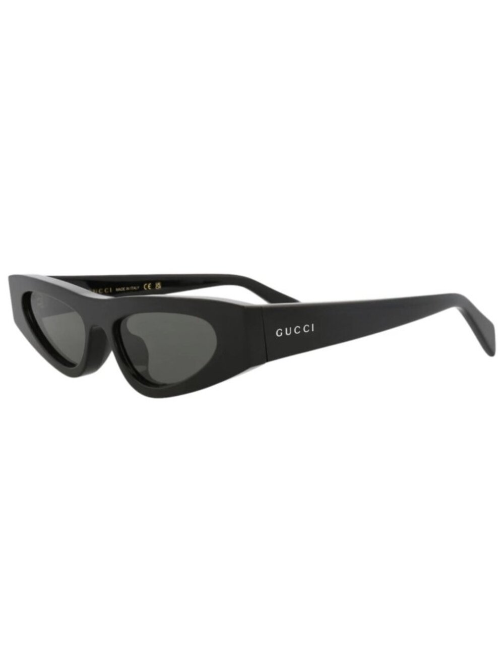 New Gucci Women's Sunglasses Cat Eye Recycled Acetate Frame Black Black Grey